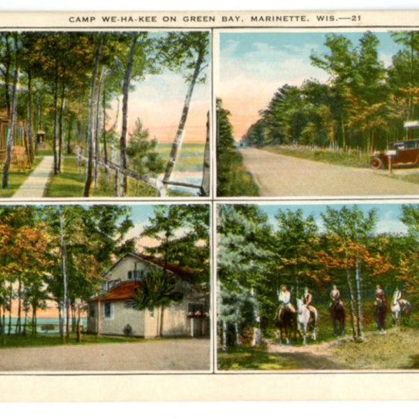 Camp We Ha Kee On Green Bay, Marinette, Wis - Vintage Postcard from Wisconsin - Camp Wehakee