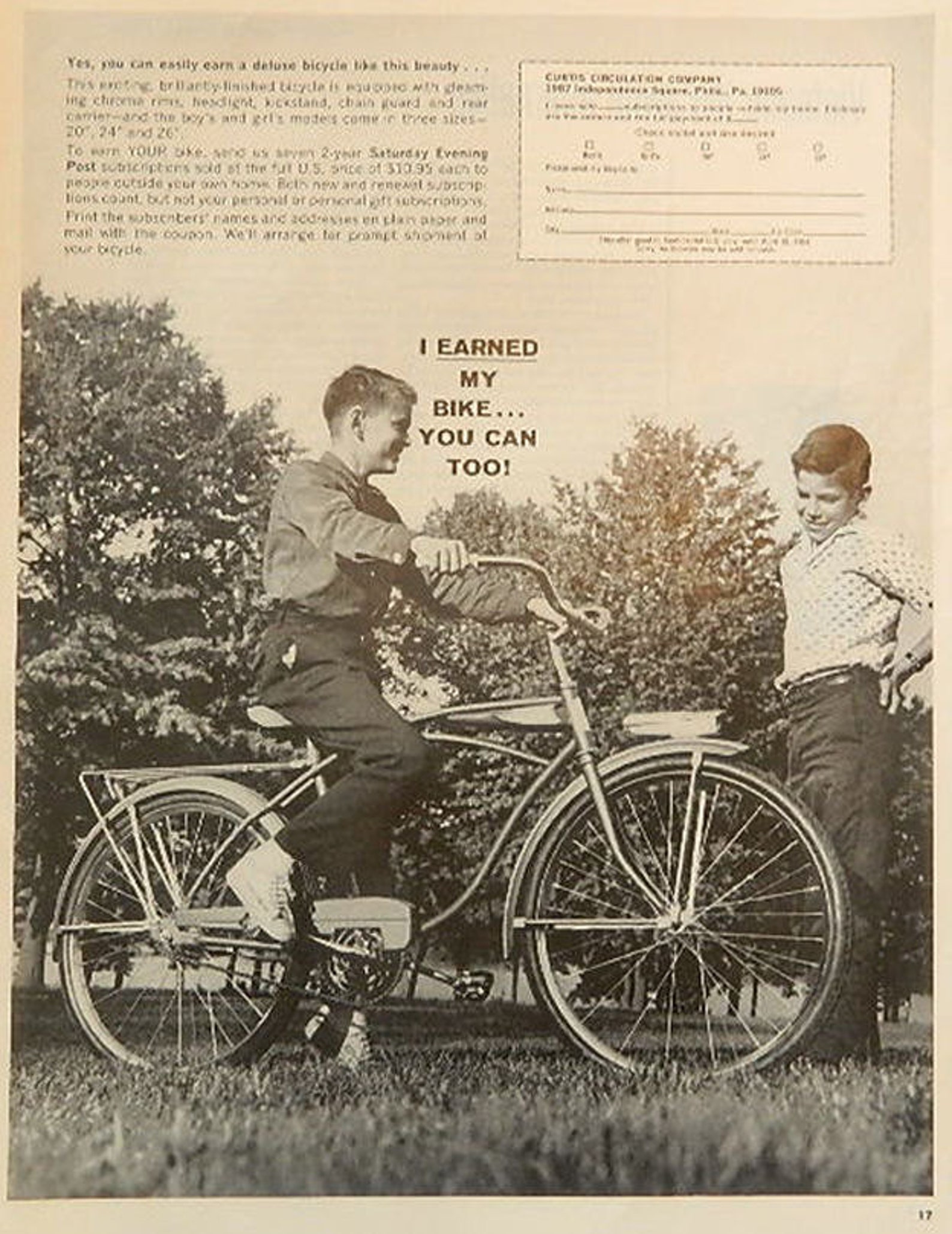 1964 Vintage Bicycle Ad Curtis Circulation Company ...