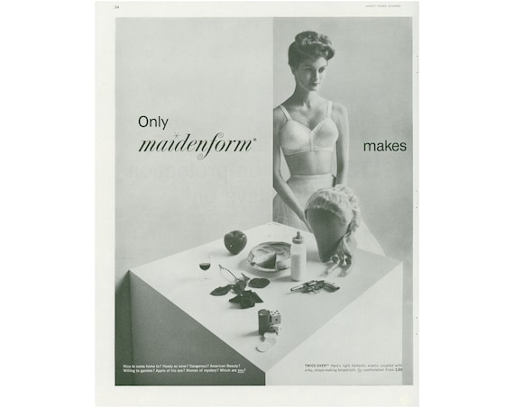 1962 Maidenform Bra Ad Vintage Ladies Lingerie Advertising, Underwear,  1960s Intimate Apparel, Unframed 