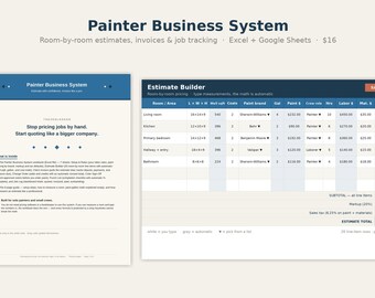 Painter Estimate Template Excel | Painting Contractor Invoice, Job Costing & Change Order Workbook