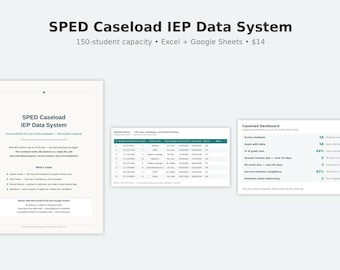 SPED Caseload IEP Data Tracker Excel + Google Sheets | 150-Student Goal & Service Minute System for Special Education Teachers