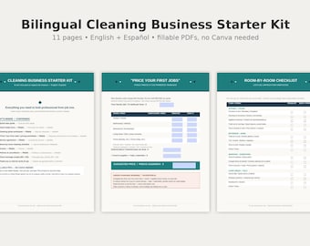 Bilingual Cleaning Business Starter Kit, Fillable Client Forms, Quote & Pricing Worksheets, Spanish Cleaning Invoice, Instant Download