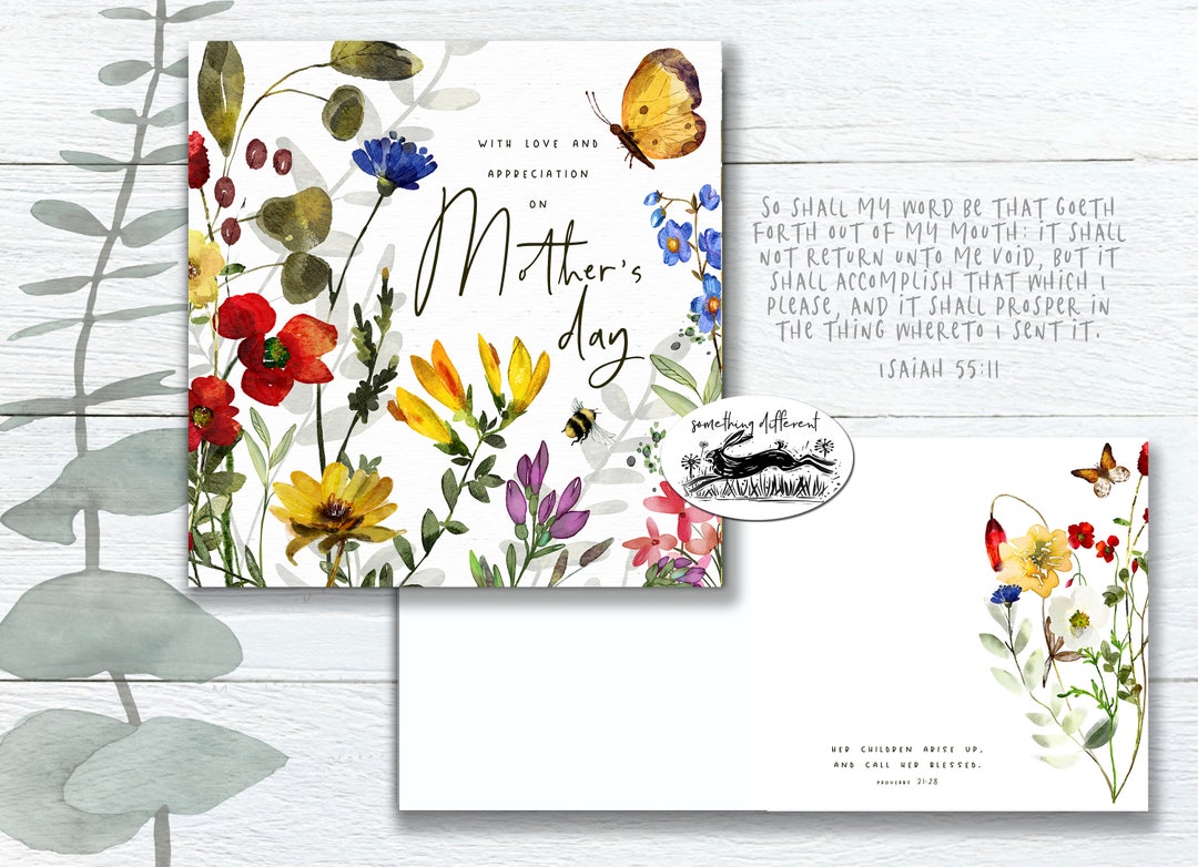 Mothers Day 6 Inch Christian Bible Verse Card Wild Flower Kjv ...
