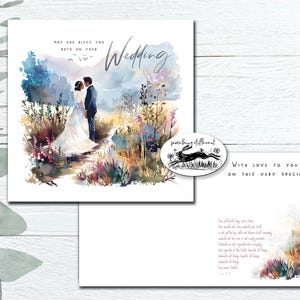 1 carte de mariage avec verset de la Bible - carte de voeux chrétienne aquarelle art couple