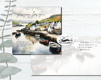 Praying For You Card | KJV Bible Verse, Watercolor Seascape