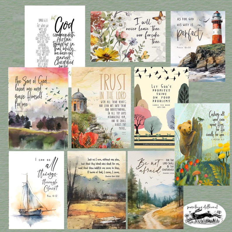 Christian Scripture Art Prints, Set of 10, Bible Verse Wall Decor ...
