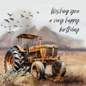 1 carte d'anniversaire pour homme tracteur, peinture d'agriculteur - verset d'écriture biblique d'art - carte religieuse kjv pour homme garçon