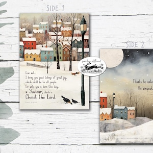 10 cartes de Noël contemporaines, bonne affaire, impression de peinture à l'aquarelle - art de la Bible, verset de la bible, remplisseur de bas de Noël, secret de l'église, père noël