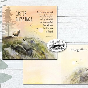 Paquete de 6 tarjetas de Pascua cristianas de alta calidad, tarjetas de felicitación pintadas a mano, 350 g/m², versículo bíblico KJV