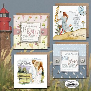 paquet de 4 cartes d’art de verset biblique bébé fiançailles anniversaire kjv aquarelle peinture chrétienne bible carte de vœux avec écriture religieuse