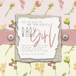 Verset de la bible art carte fille nouveau bébé anniversaire vkjv peinture à l'aquarelle bible chrétienne carte de voeux avec écriture sainte - religieux