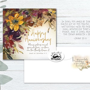 4 x cartes de vœux d’anniversaire de la Bible chrétienne (paquet de 4) écriture verset kjv aquarelle fleur peinture fleur bouquet d’automne