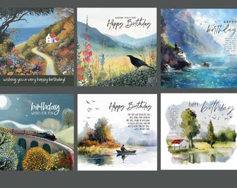 6 birthday cards for woman and man, christian cards with kjv bible verse