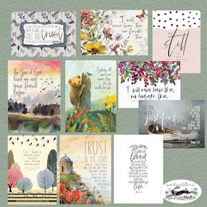 Cadeau chrétien pour la fête des mères pour femme - lot de cartes d'art de style carte postale avec des versets bibliques et des citations. A6 double face mat