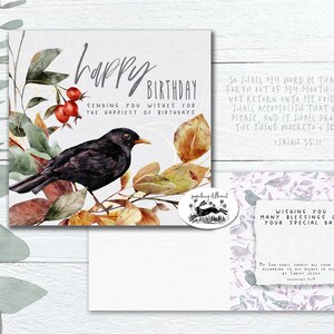 verkoop bijbelkaarten pak 10 christelijke verjaardag - vogel schilderen- voor man of vrouw - aquarel wildlife - bijbel schrift vers kjv religieus