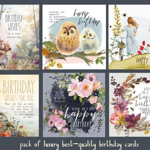 6 cartes d'anniversaire pour fille et femme, aquarelles cartes chrétiennes avec verset biblique kjv