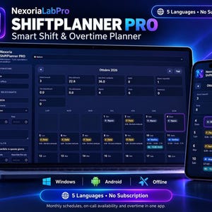Shift Planner Software for Windows and Android, Offline Work Calendar App
