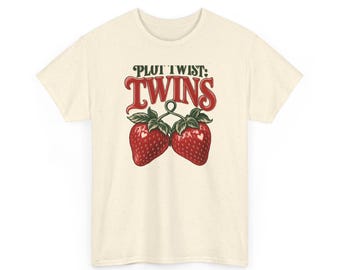 Plot Twist Twins Pregnancy Announcement Shirt, Strawberry Twin Mum to Be T-Shirt, Baby Reveal Gift