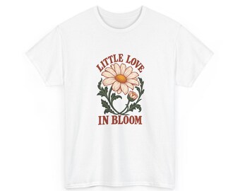 Pregnancy Announcement Shirt, Little Love in Bloom Floral T-Shirt, Mum to Be Gift, Botanical Baby Reveal Tee