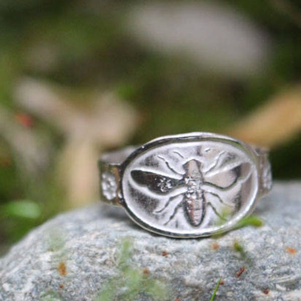 bague abeille argent - insecte - chevalière femme - miel- douceur - éternité - symbole - bohème - bague nature - champêtre - animal -MELISSA