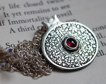 pomegranate necklace - greek mythology - garnet necklace - fruit - goddess - samhain - nature - season - legend - botanical - PERSEPHONE