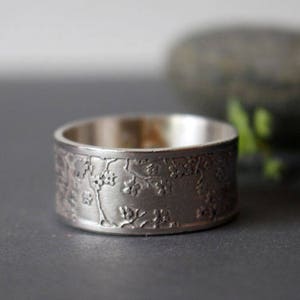 Sterling silver cherry blossom ring - Japanese wedding ring - Japanese jewelry - sahura - flower - japan - tree - branches ring - MISAKI
