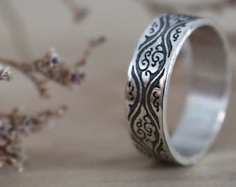 cloud ring  - kimono - japanese ring - steam - japan - spiral - wave - japanese wedding band - four elements - wind - air - asian, TACHIKAWI