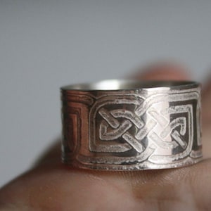 Celtic moon ring silver men women, eternal knot brass, wide druid pagan, spiritual wedding Stonehenge, artisan jewelry