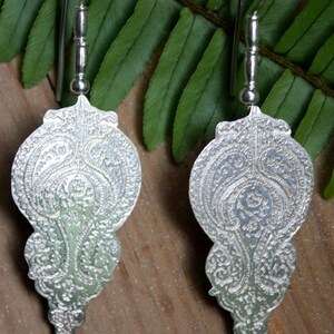 sterling silver oriental earrings Indian earrings paisley earrings etched earrings iranian persian flower earrings ORISSA image 5