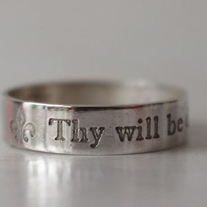 anillo de plata grabado - aliento - espiritualidad - motivación - inspiración - anillo de cita - inspiración - Que se haga tu voluntad
