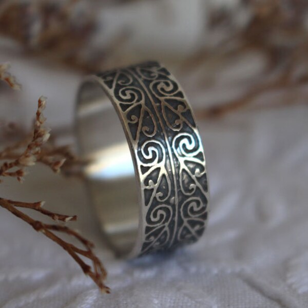 bague maori argent - tatouage - polynesienne - bague coeur - volute - spirale - manuah - mariage polynesien - tribal - ethnic - COEUR DE VIE