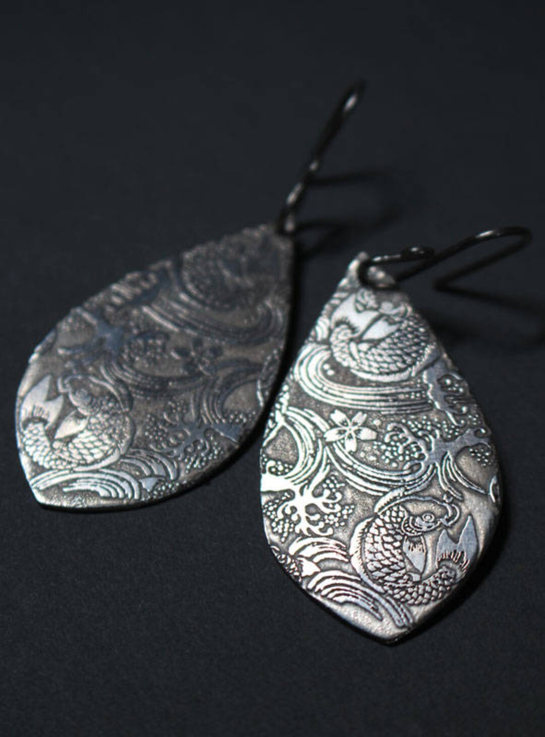 Women Vintage Enamel Koi Sliver Earrings main image 1