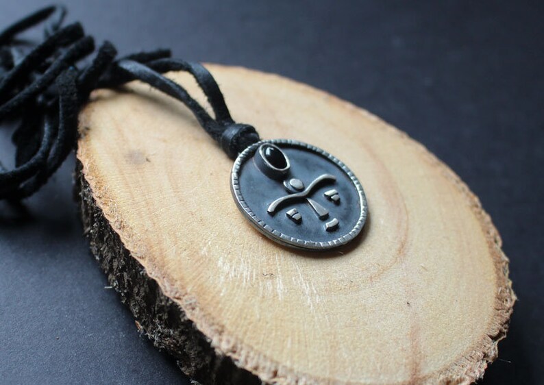 GAIA sterling silver onyx necklace African necklace face- ethnic goddess tribal mother earth primitive African mask necklace
