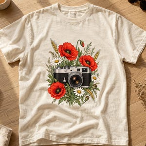 Vintage 35mm Rangefinder Camera, Wildflowers, SVG Bundle PNG DXF Cut Files, Shirt Design for Cricut