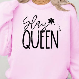 Slay Queen with stars PNG White and Black digital download perfect for silhouette cricut DTF sublimation