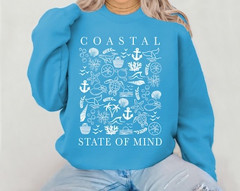 Coastal State of Mind Sweatshirt: Beachy Unisex Crewneck