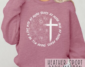 Christian Crewneck Sweatshirt: Vintage Cross Floral Design