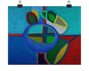 Póster horizontal mate de naturaleza muerta geométrica abstracta / Arte mural moderno y colorido