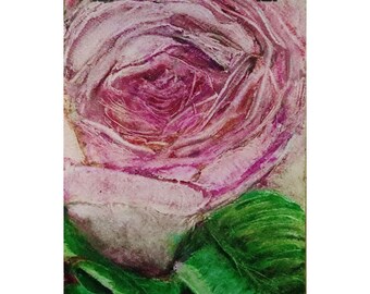 Póster mate con pintura de rosas rosadas / Arte mural botánico floral