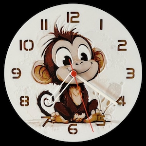 Baby Monkey Wall Clock – HueForge 3D Printed Art