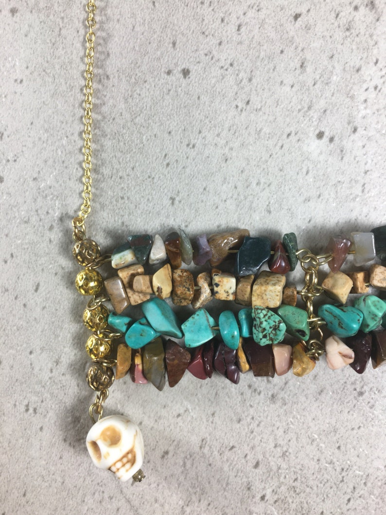 Mixed media chain necklace long chain necklace boho Etsy