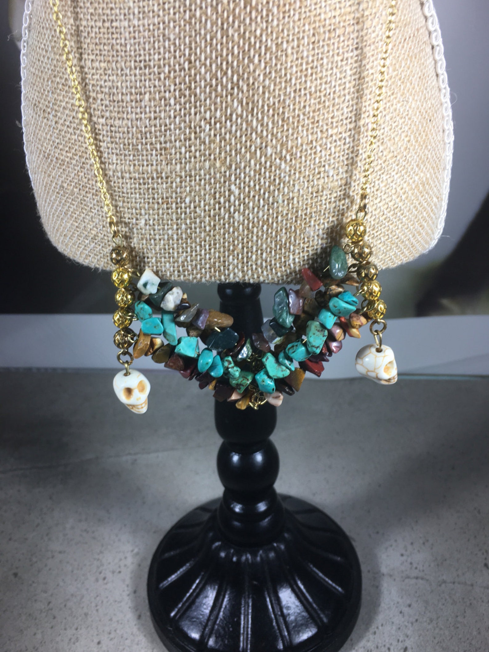 Mixed media chain necklace long chain necklace boho Etsy