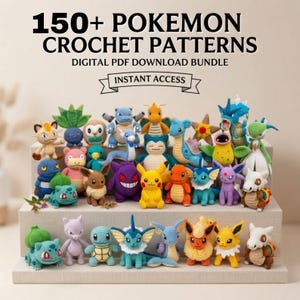 200+ Pokemon-inspired Crochet Pattern Bundle PDF – Mega Amigurumi Pack, Pikachu,dragonite, Eevee, Gengar, Squirtle & More, English Patterns