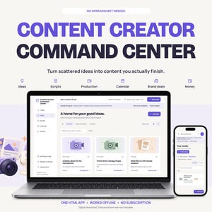 Content Creator Command Center: Social Media Planner App, Video Production Dashboard, Brand Collaboration Organizer (Offline HTML)