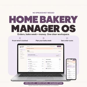 Home Bakery Manager OS: Baking Workflow Order Planner & Recipe Costing App, Offline HTML