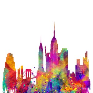 NY Skyline Paint Splatter Wall Art Digital Download