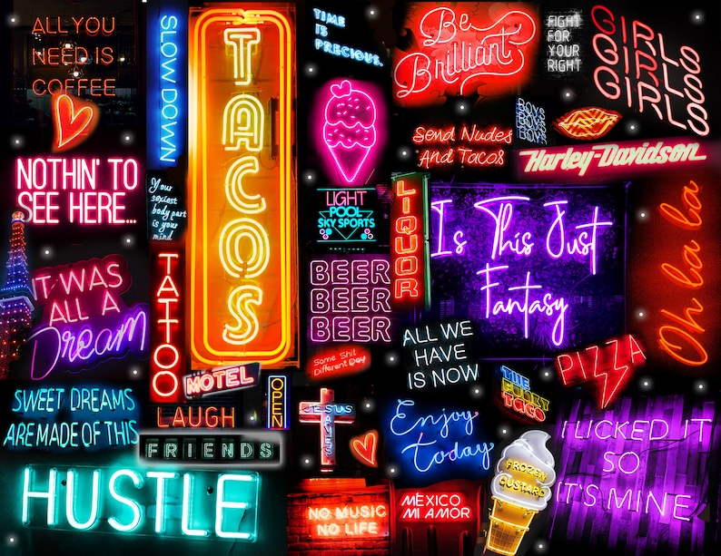 Neon Dreams Digital Wallpaper Art Collage Download - Etsy