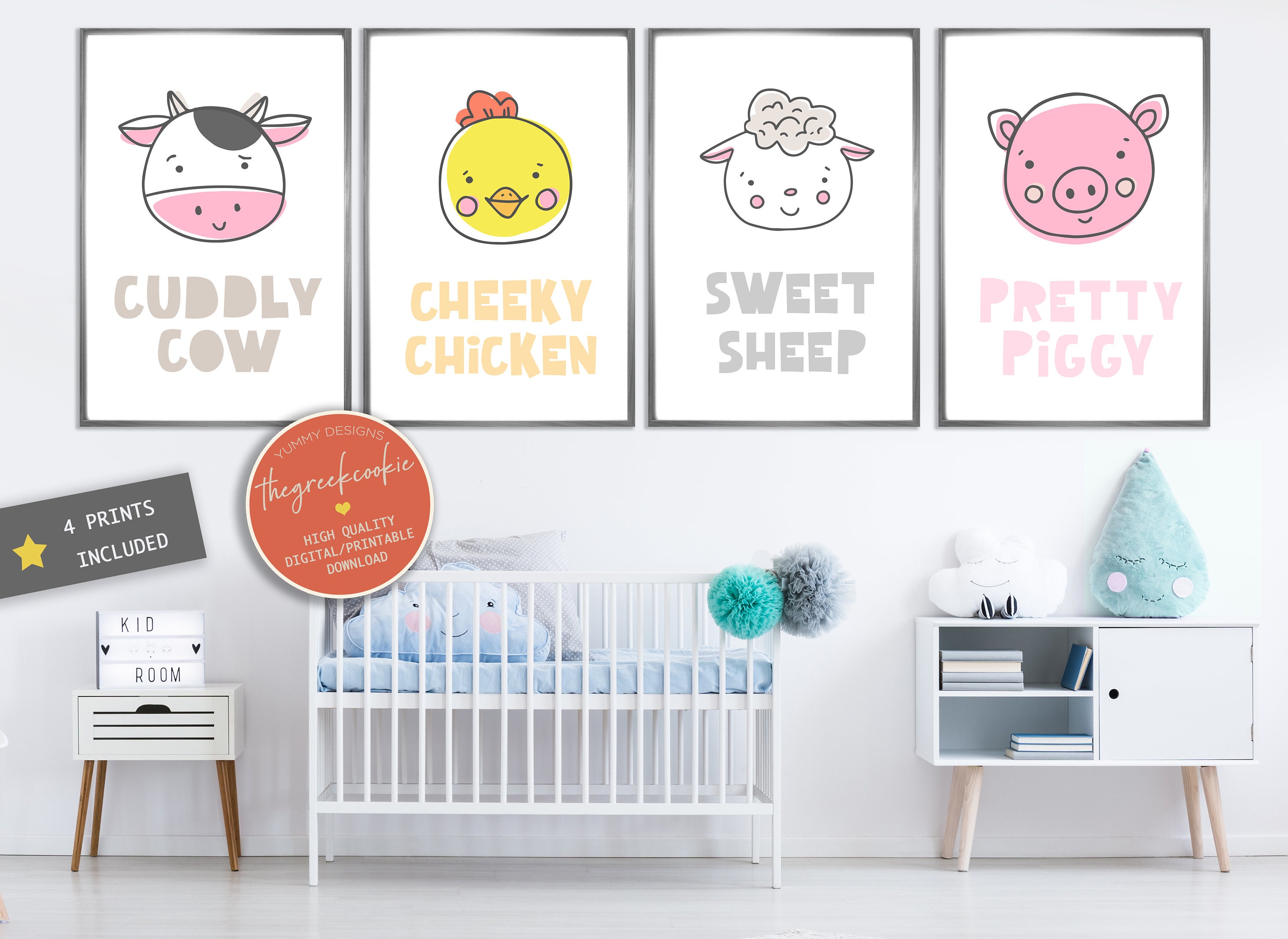 Farm Animals Printable Wall Art Nursery Kids Room - Etsy