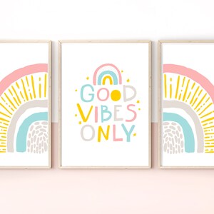 Good Vibes Only Rainbow Boho Kids Printable Wall Art
