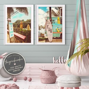 Vintage Surfboard Duo Positive Sayings Printable Wall Art